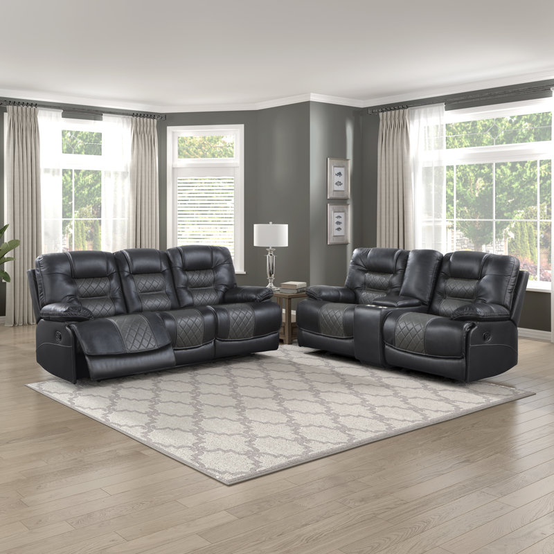 Red Barrel Studio® 2-Piece Vegan Leather Manual Reclining Living Room Set | Wayfair